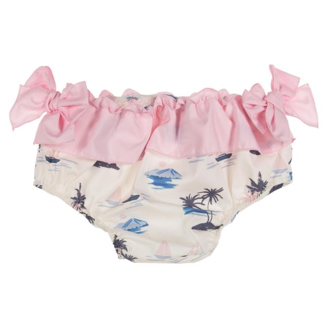 Picture of Purete du... bebe  Girls Printed Swim Panties With Fixed Bows - Blue Pink
