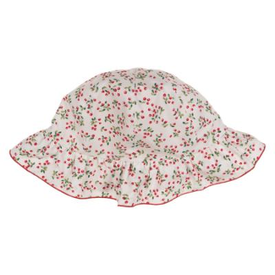 Picture of Purete du... bebe  Girls Cherries Ruffle Brim Sun Hat -  White Red Cherries