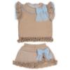 Picture of Rahigo Girls Summer Knit Ruffle Skort & Jumper Set X 2 - Beige Blue 