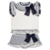 Picture of Rahigo Girls Summer Knit Ruffle Skort & Jumper Set X 2 - White Navy