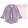 Picture of Rahigo Girls Summer Knit Ruffle Jampants Blouse & Cardigan Set X 3 - Lilac White 