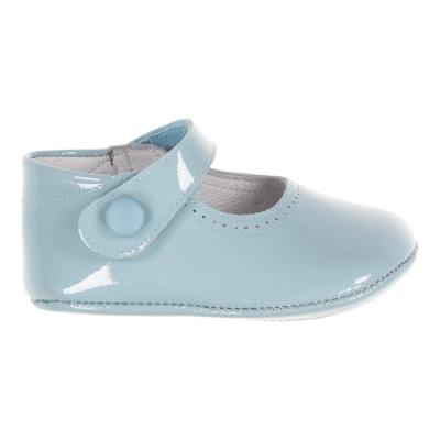 Picture of Panache Baby Shoes Button Front Mary Jane - Baby Blue Patent 