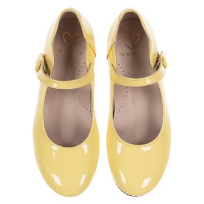 Picture of Panache Girls Scallop Pump - Canary Yellow Patent