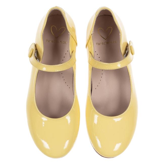 Picture of Panache Girls Scallop Pump - Canary Yellow Patent