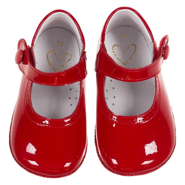 Picture of Panache Baby Shoes Button Front Mary Jane - Red Patent