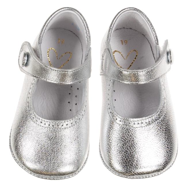 Picture of Panache Baby Shoes Button Front Mary Jane - Metallic Silver