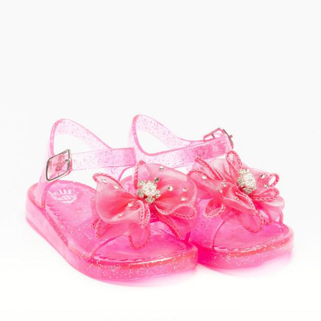 Picture of  Lelli Kelly Jenny Tulle & Diamante Flower Glitter Jelly Sandal - Fuxia Pink
