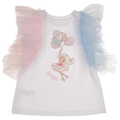 Picture of Daga Girls Swan Lake Applique Tulle Tunic - White Blue Pink