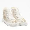 Picture of Lelli Kelly Girls Zahra Inside Zip Flower Swirl Mid Boot - White Gold