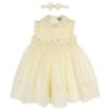 Picture of Sarah Louise Baby Girl Smocked Sleeveless Peter Pan Collar Dress & Headband Set x 2 - Pale Lemon