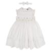 Picture of Sarah Louise Baby Girl Smocked Sleeveless Peter Pan Collar Dress & Headband Set x 2 - White