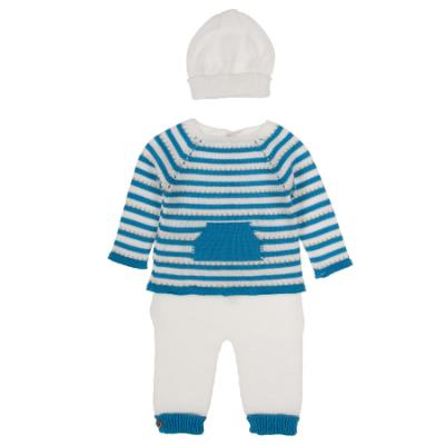 Picture of Mac Ilusion Newborn Baby Boy Set X 3 With Beanie - Turquoise White