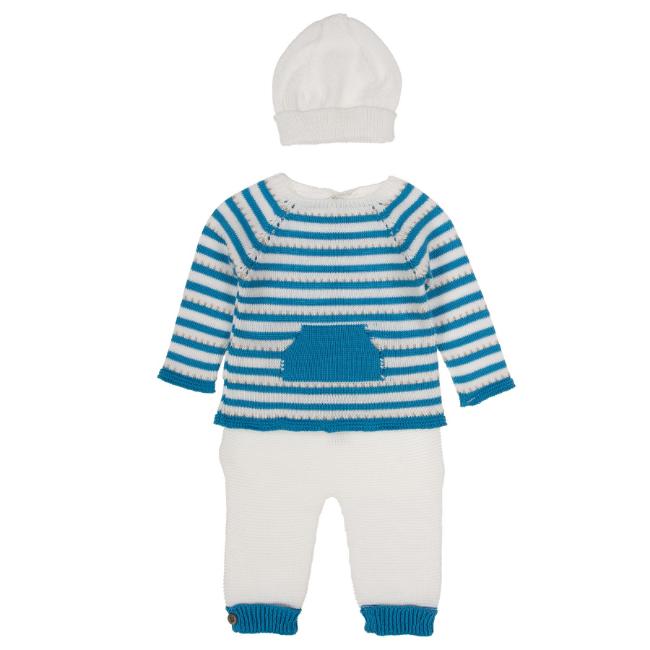 Picture of Mac Ilusion Newborn Baby Boy Set X 3 With Beanie - Turquoise White