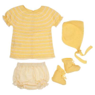 Picture of Mac Ilusion Baby Girl Jam Pant Set X 5 With Bonnet - Lemon White
