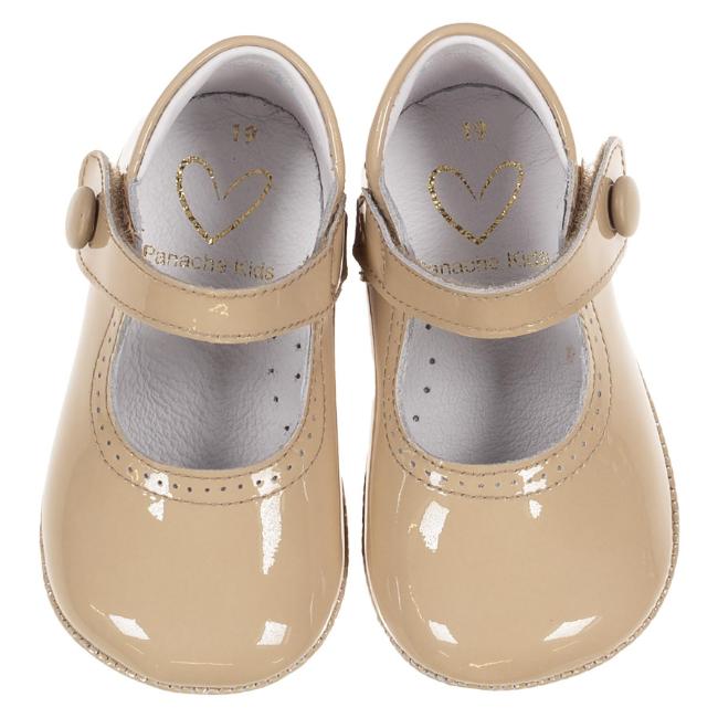 Picture of Panache Baby Shoes Button Front Mary Jane - Arena Beige Patent