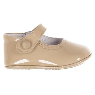 Picture of Panache Baby Shoes Button Front Mary Jane - Arena Beige Patent