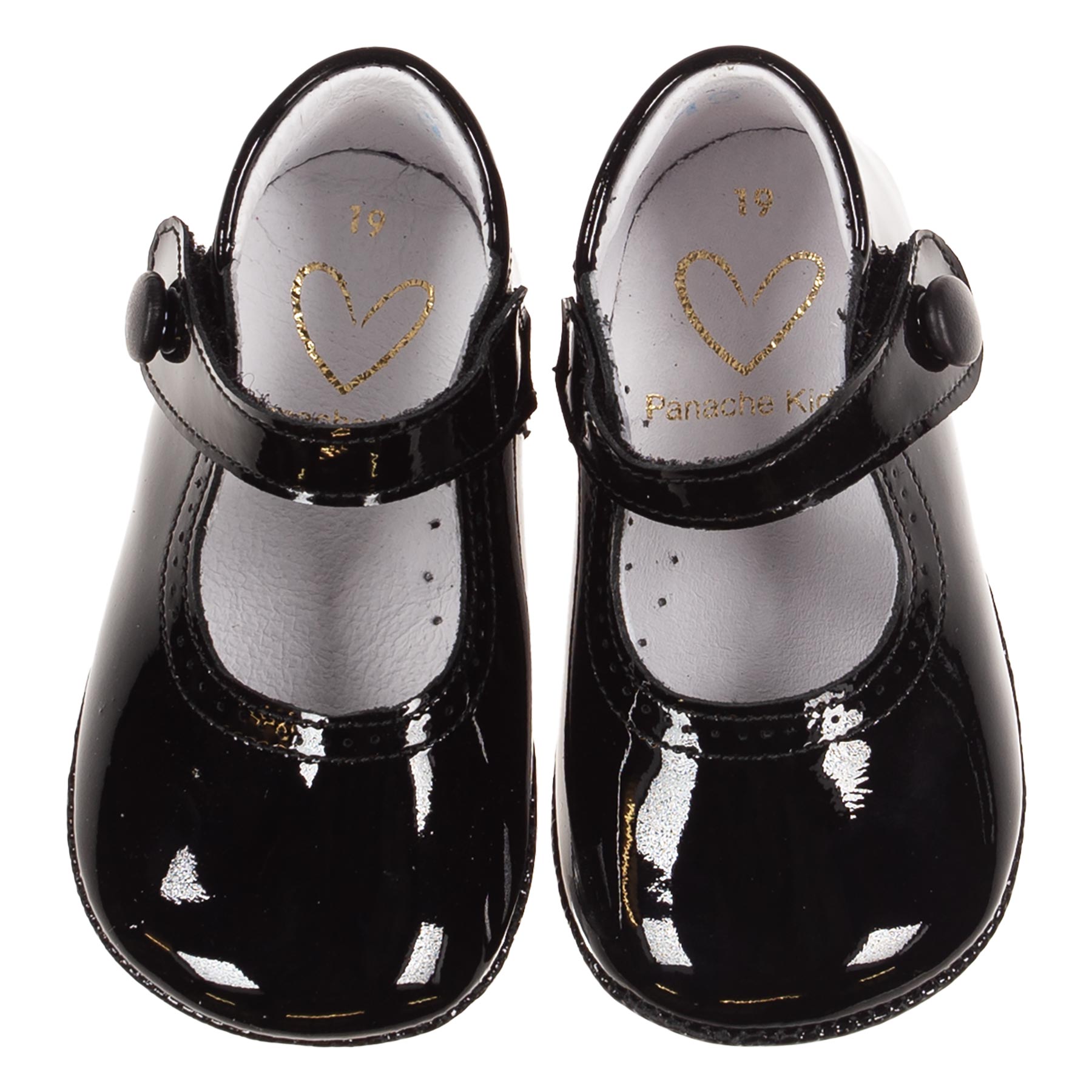 Panache Baby Shoes Button Front Mary Jane Black Patent
