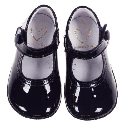 Picture of Panache Baby Shoes Button Front Mary Jane - Navy Blue Patent 