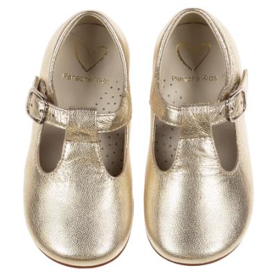 Picture of Panache Toddler T Bar Shoe - Metallic Gold Leather