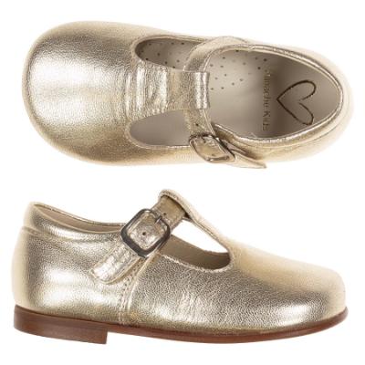 Picture of Panache Toddler T Bar Shoe - Metallic Gold Leather