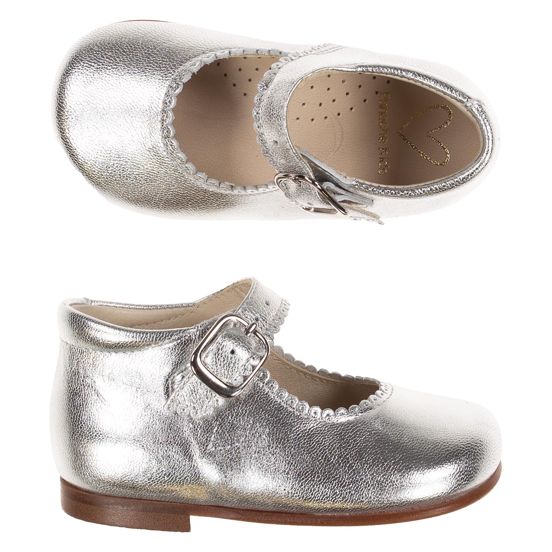 Panache Baby Girls High Back Shoe Metallic Silver Leather
