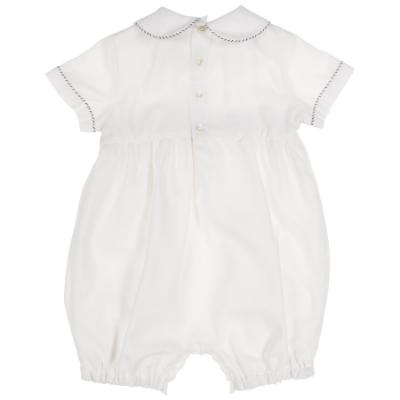 Picture of Sarah Louise Boys Smocked Romper - White Navy Blue