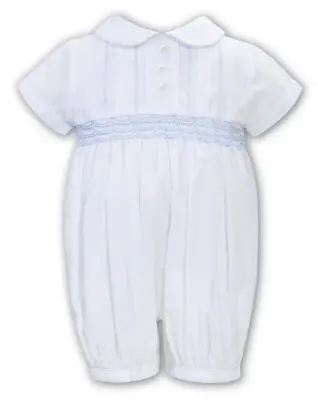 Picture of Sarah Louise Boys Smocked Romper - White Baby Blue 