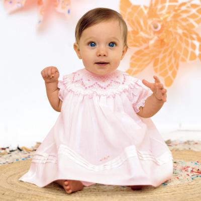 Picture of Sarah Louise Baby Girl Smocked Bishop Bodice  Dress - Pale Pink 