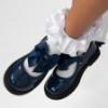 Picture of Caramelo Kids Girls Satin Bow Mary Jane School Shoes - Navy