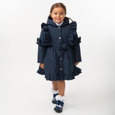 Picture of PRE ORDER Caramelo Kids Girls Hooded School Coat With Frill - Navy 