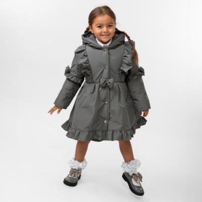 Picture of PRE ORDER Caramelo Kids Girls Hooded School Coat With Frill - Grey