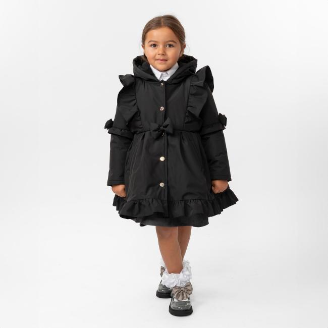 Picture of Caramelo Kids Girls Hooded School Coat With Frill - Black