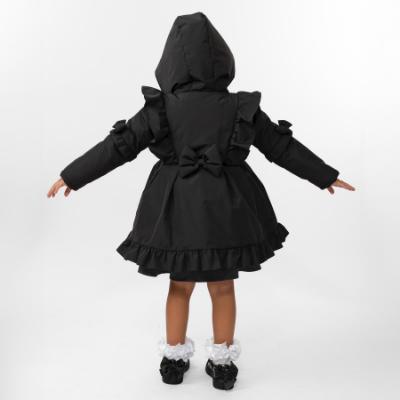 Picture of PRE ORDER Caramelo Kids Girls Hooded School Coat With Frill - Black