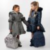 Picture of Caramelo Kids Girls Hooded Quilted School Coat With Bow - Navy