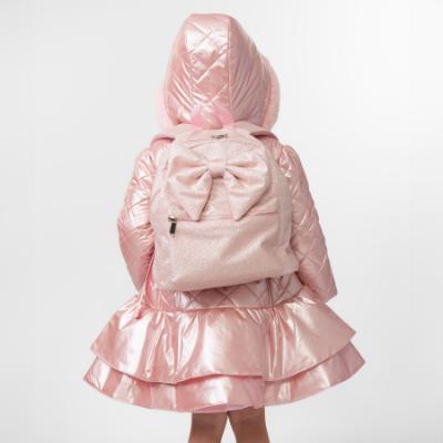 Picture of PRE ORDER Caramelo Kids Girls Hooded Quilted Coat With Bow - Pink