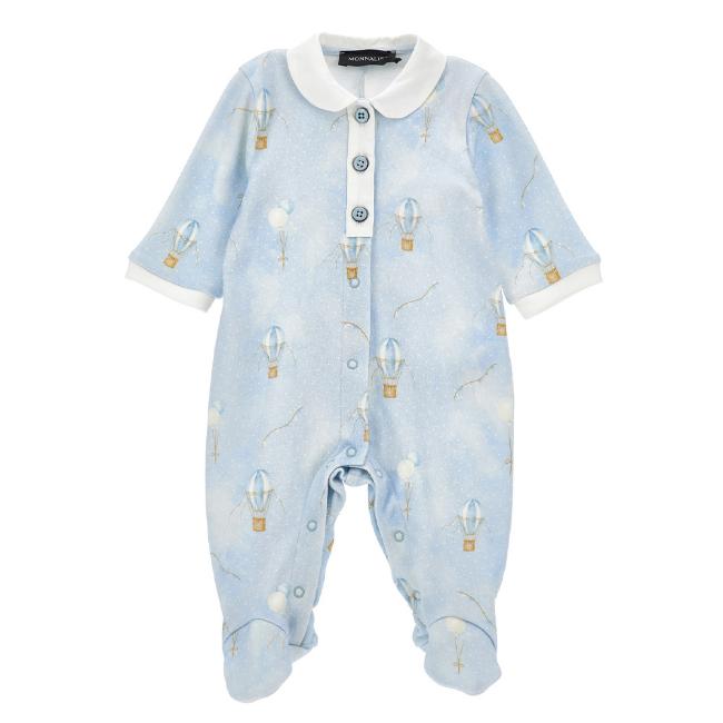 Picture of Monnalisa Bebe Boys Hot Air Balloon AOP Babygrow - Blue