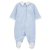 Picture of Monnalisa Bebe Boys Elephant Babygrow With Collar - Blue
