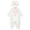 Picture of Monnalisa Bebe Girls Heart & Bow Babygrow Set - Ivory