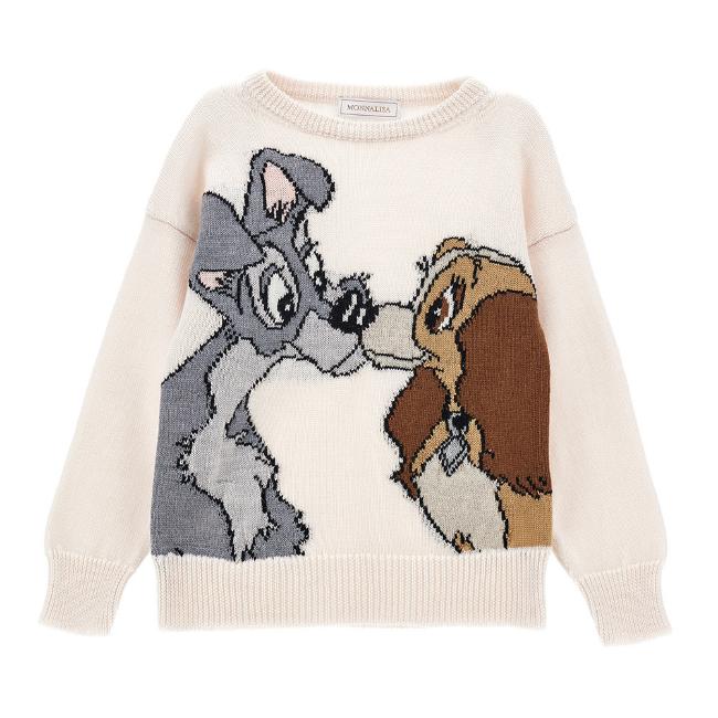 Picture of Monnalisa Girls Lady & The Tramp Knitted Sweater - Beige