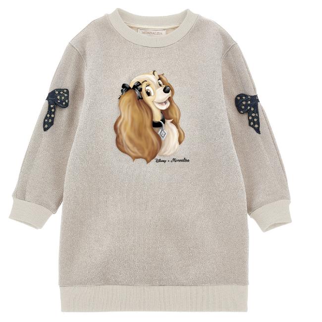 Picture of Monnalisa Girls Lady & The Tramp Sweatshirt Dress - Gold