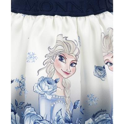 Picture of PRE-ORDER Monnalisa Girls Frozen Elsa & Roses Skirt - Ivory Blue