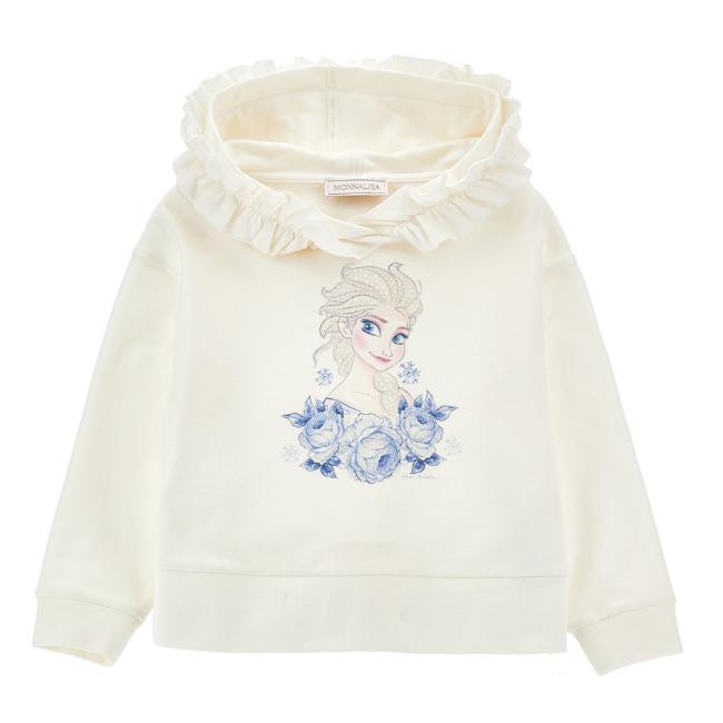 Picture of Monnalisa Girls Frozen Elsa Ruffle Hoodie - Ivory