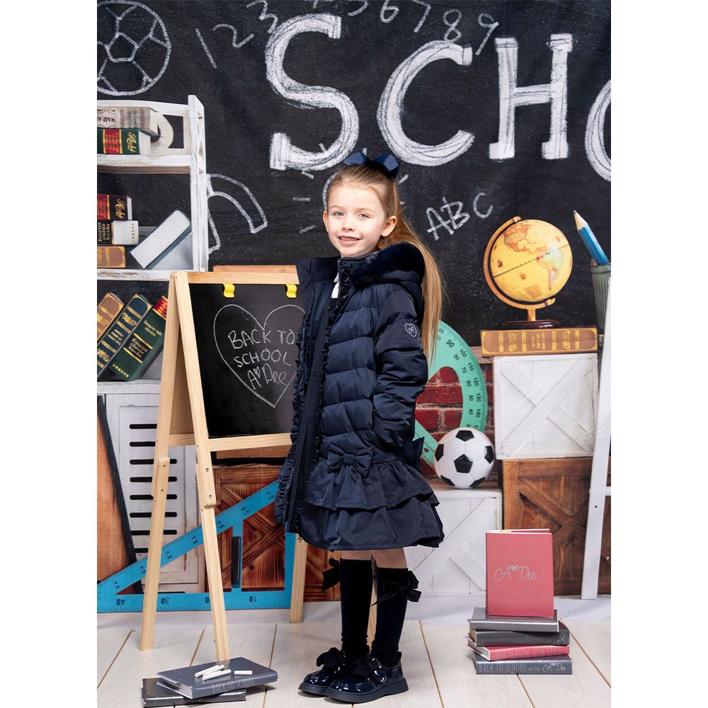 A Dee BTS Collection Becky Padded Coat With Faux Fur Trim Hood Dark Navy