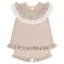 Picture of Granlei Girls Summer Knit Ruffle Tulle Shorts Set - Beige White