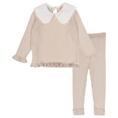 Picture of Granlei  Girls Summer Knit Tunic & Legging Set - Beige White