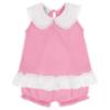 Picture of Granlei  Girls Summer Knit Plumetti Ruffle tunic Shorts Set - Fuchsia Pink White