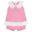 Picture of Granlei  Girls Summer Knit Plumetti Ruffle tunic Shorts Set - Fuchsia Pink White