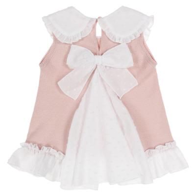 Picture of Granlei  Girls Summer Knit Plumetti Ruffle tunic Shorts Set - Dusky Pink White