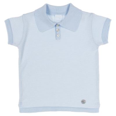 Picture of Granlei  Boys Summer Knit Polo Top & Shorts Set - Pale Blue