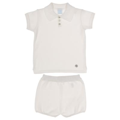 Picture of Granlei  Boys Summer Knit Polo Top & Shorts Set - White